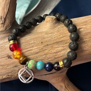 Multicolor Beaded Bracelet with Silver‎ Charm